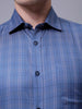 Men's Blue Slim Fit Checked Formal Shirt