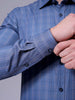 Men's Blue Slim Fit Checked Formal Shirt