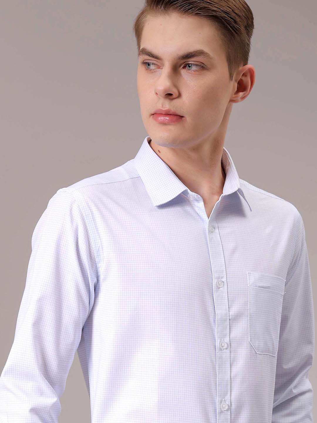 Men's Blue Slim Fit Checked Formal Shirt