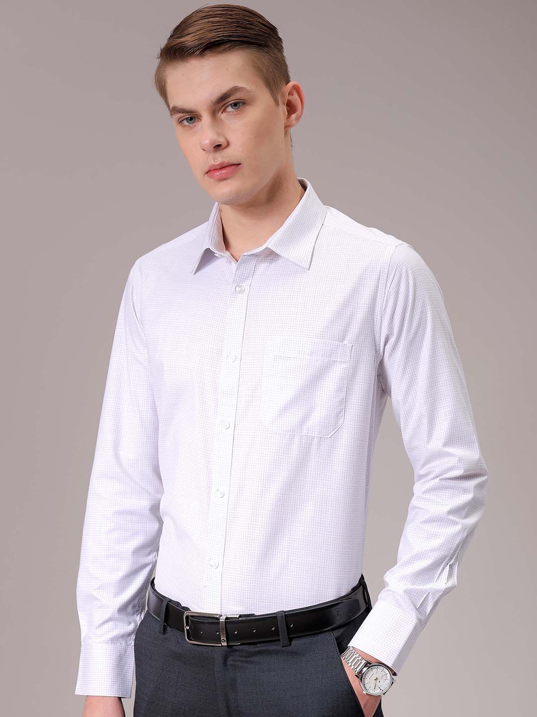 Men's Black Slim Fit Checked Formal Shirt