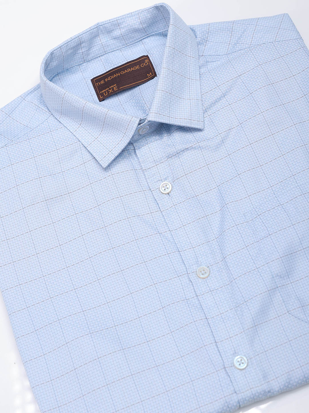 Men's Blue Slim Fit Checked Formal Shirt