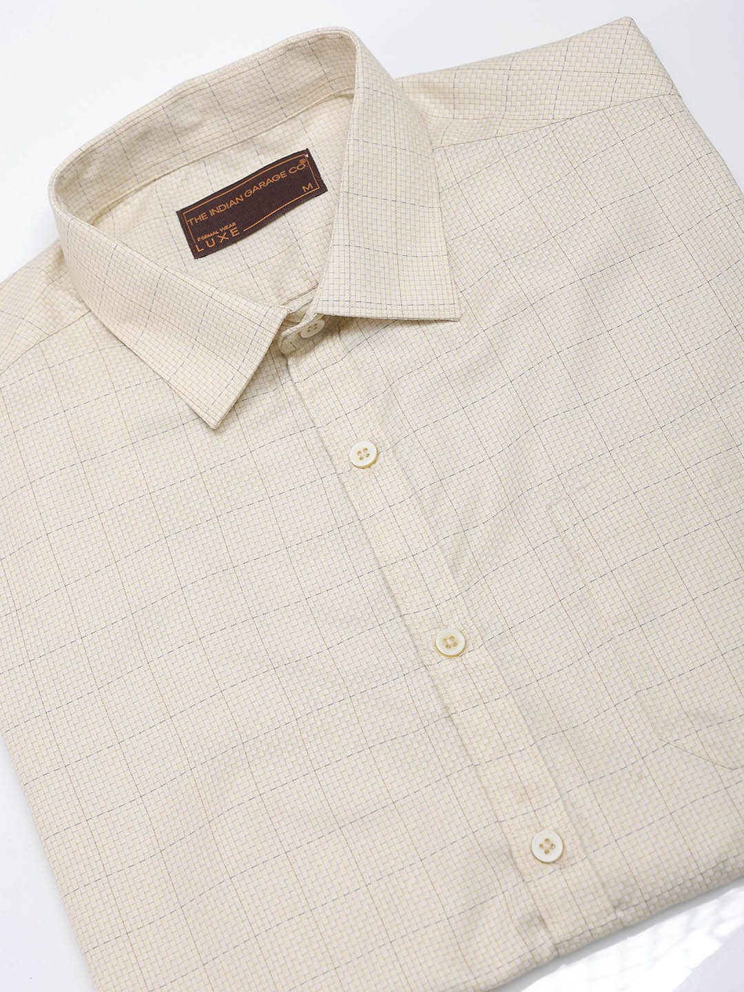 Men's Yellow Slim Fit Checked Formal Shirt