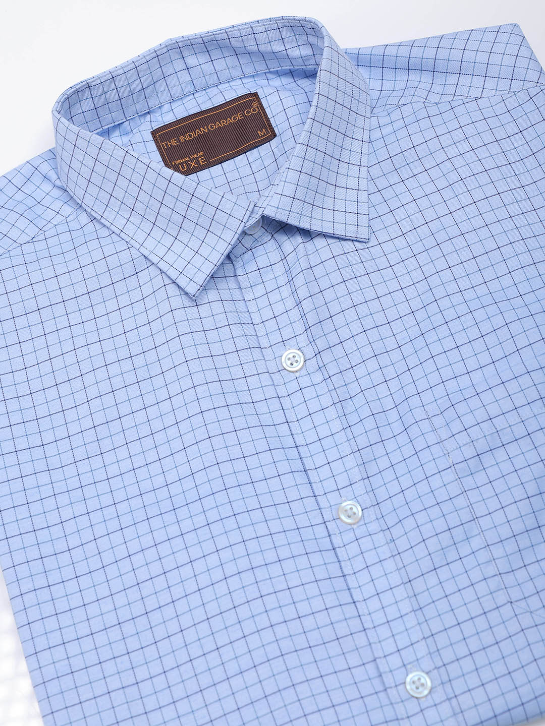 Men's Blue Slim Fit Checked Formal Shirt