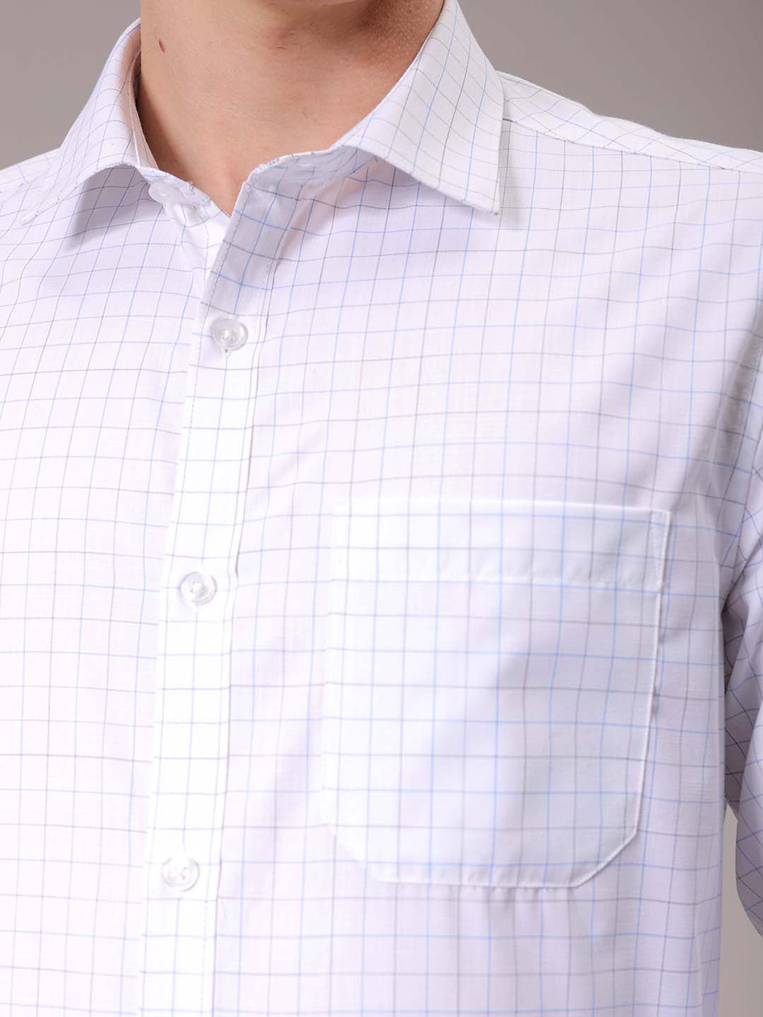 Men's Blue Slim Fit Checked Formal Shirt