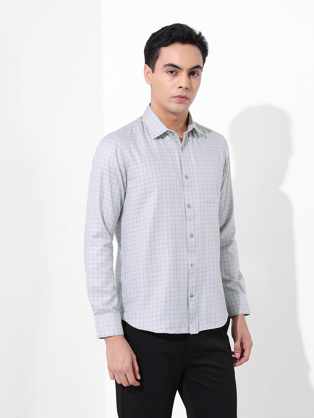 Men's Full Sleeves Slim Fit Grey Shirt