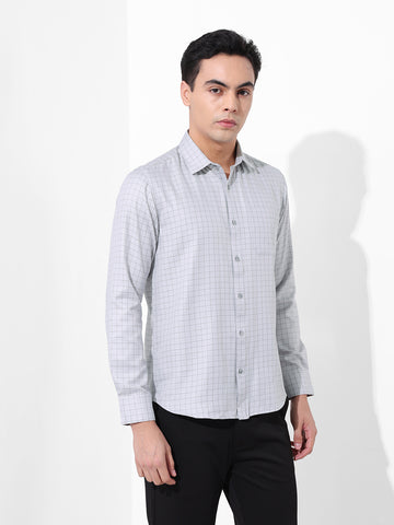 Men's Full Sleeves Slim Fit Grey Shirt