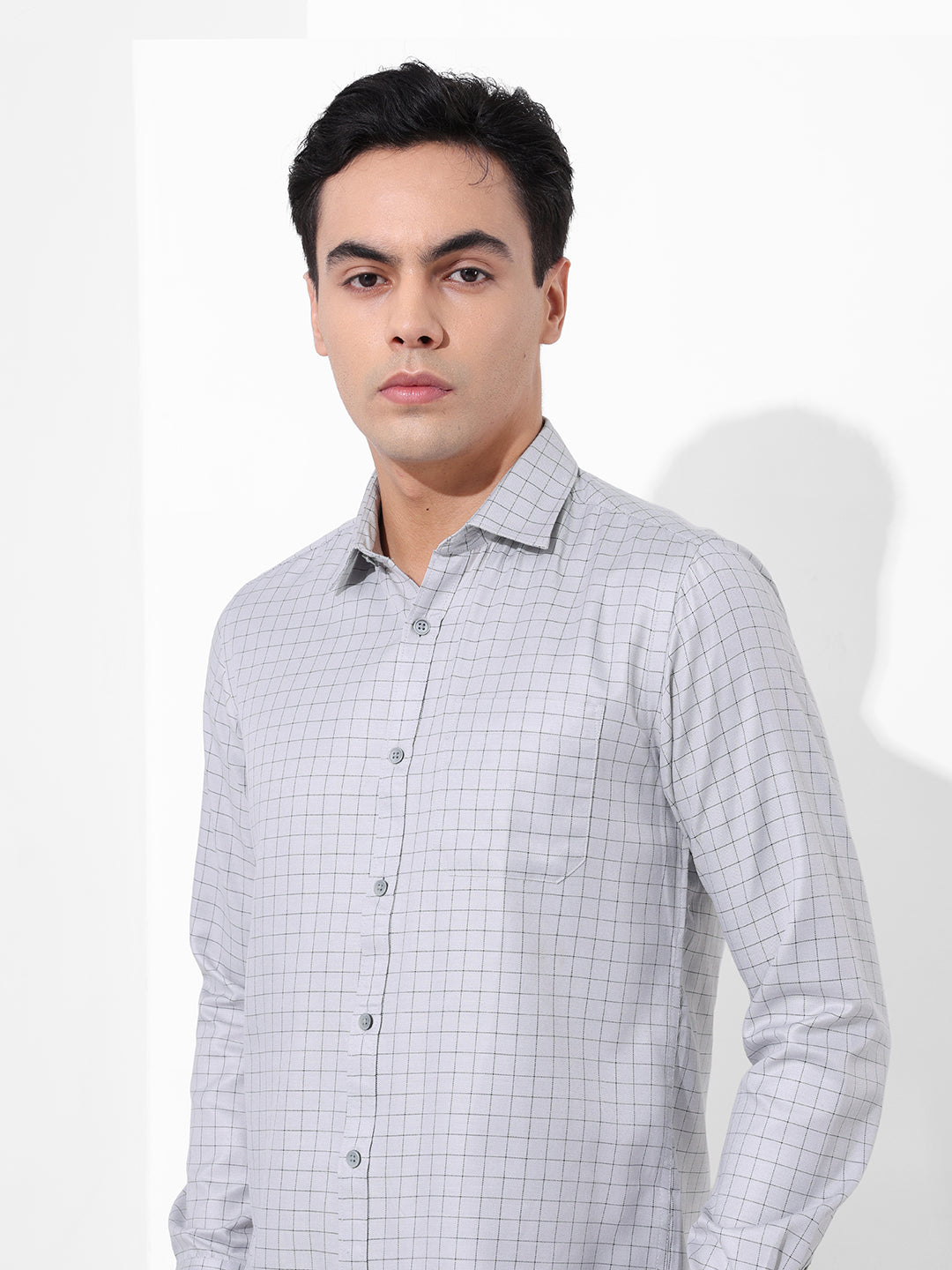 Men's Full Sleeves Slim Fit Grey Shirt