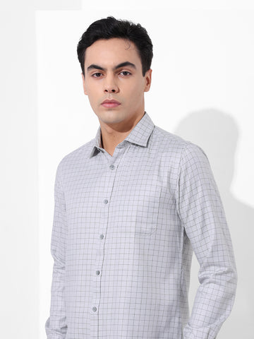 Men's Full Sleeves Slim Fit Grey Shirt