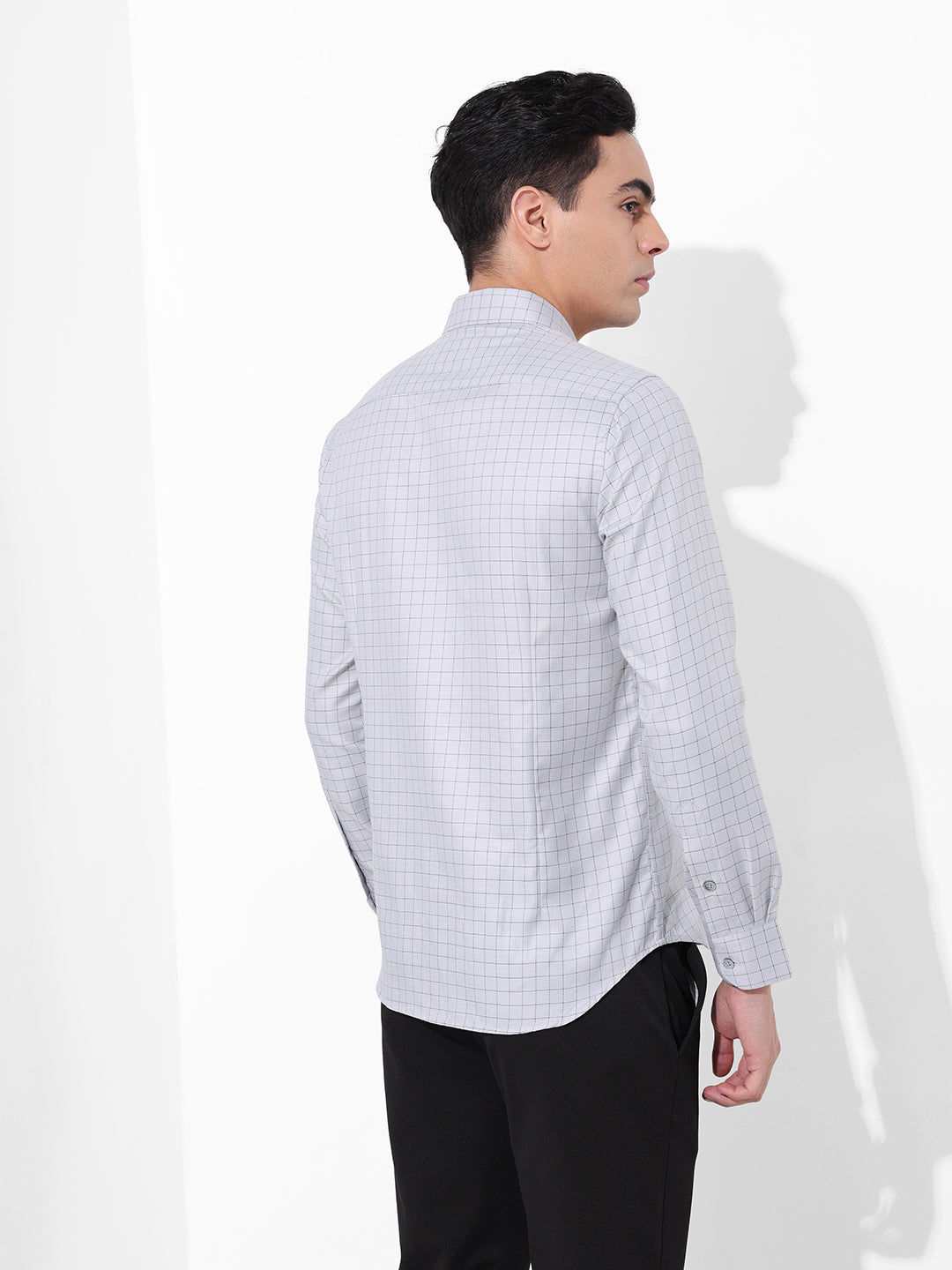 Men's Full Sleeves Slim Fit Grey Shirt