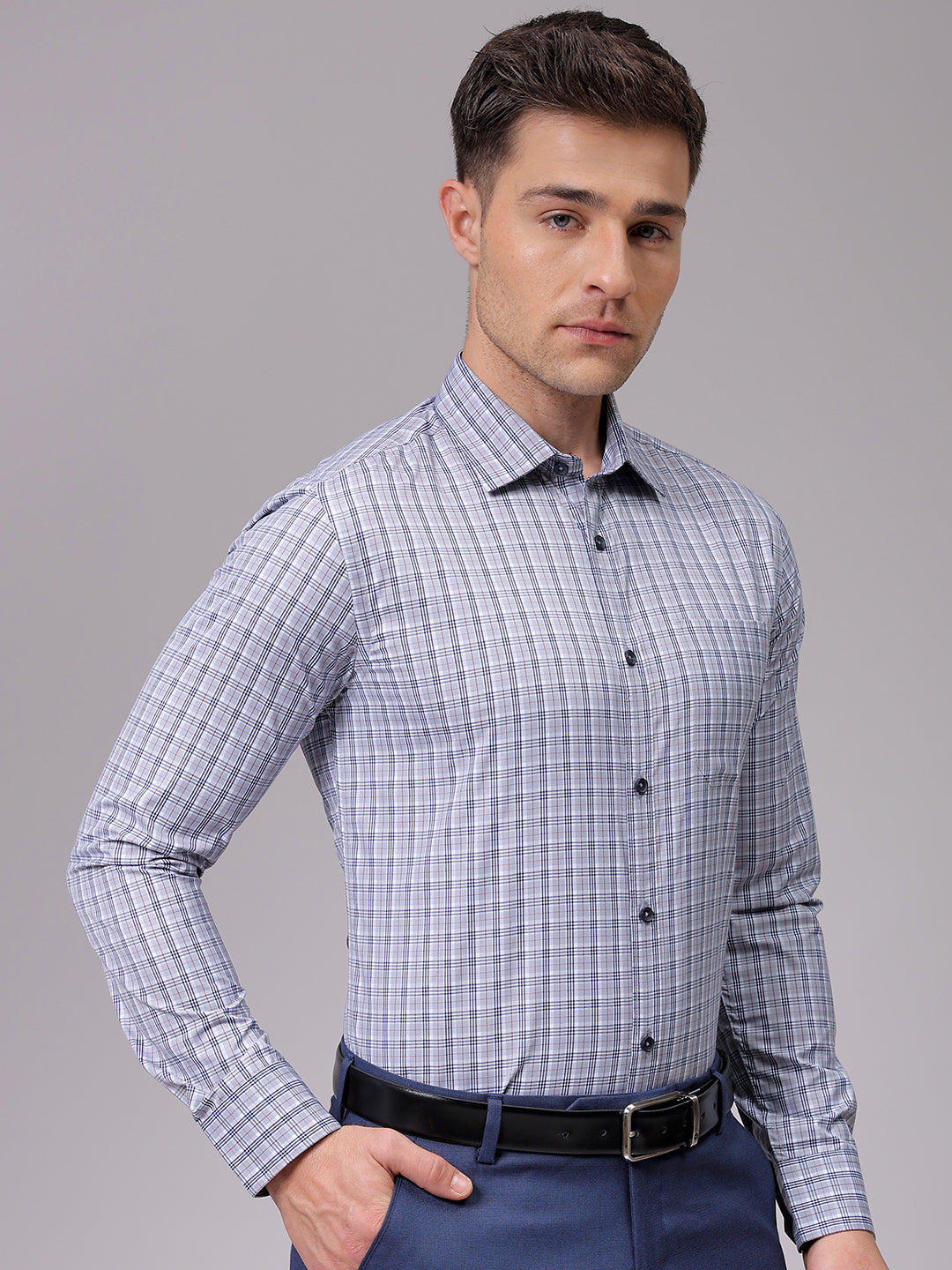 Men's Slim Fit Checked Formal Shirt