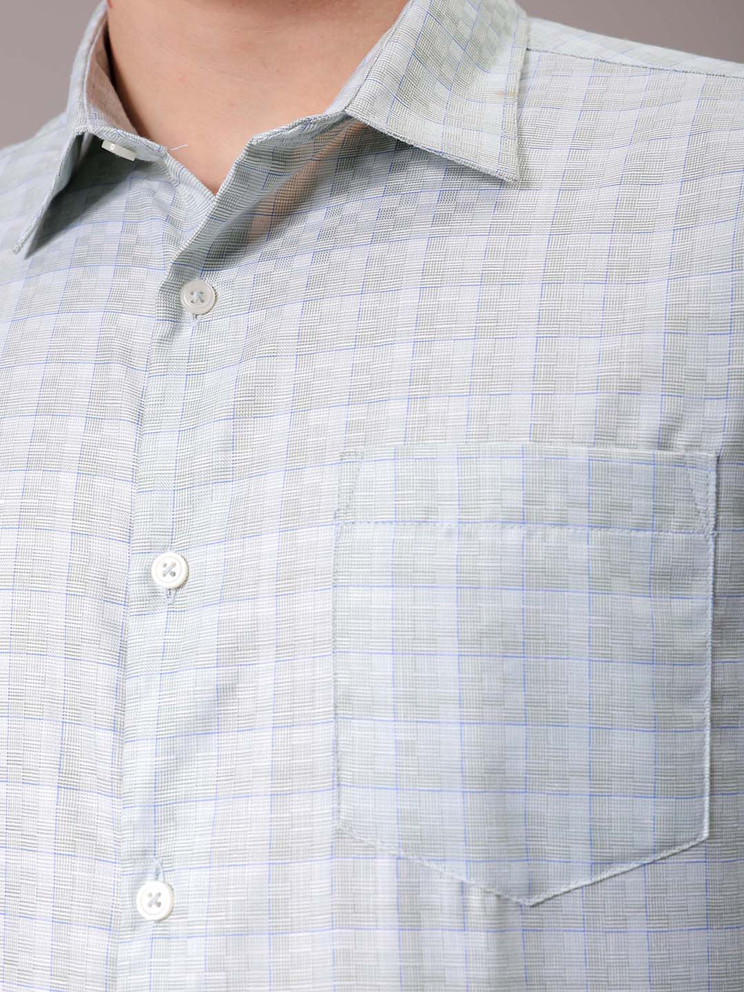 Men's Green Slim Fit Checked Formal Shirt