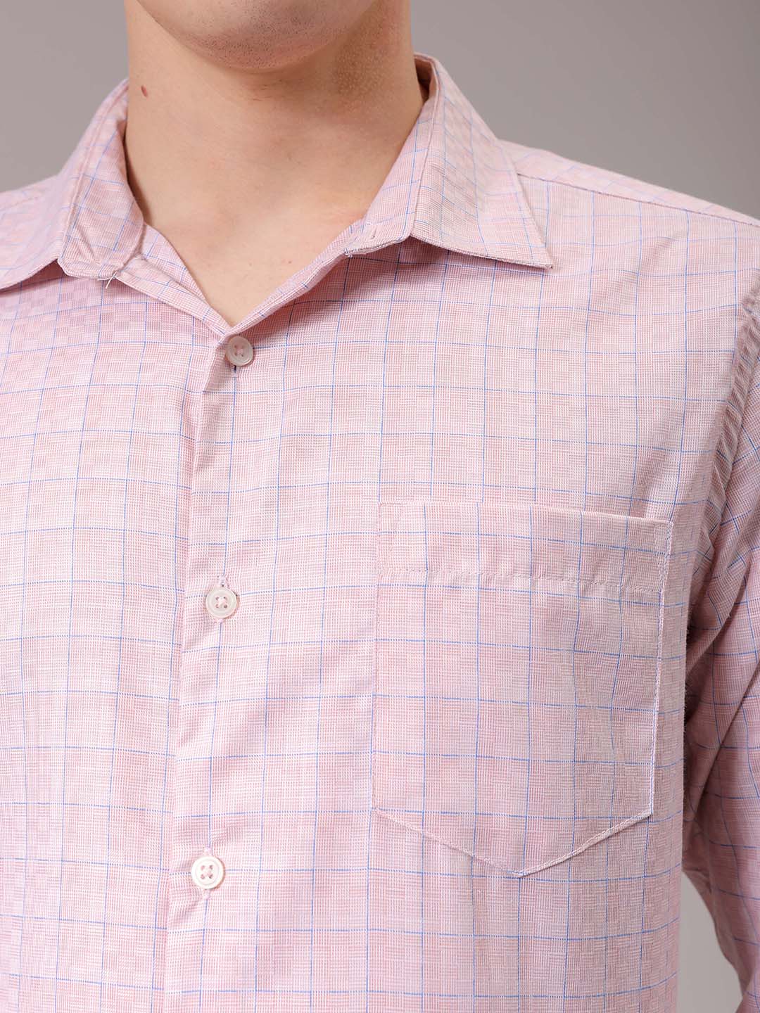 Men's Pink Slim Fit Checked Formal Shirt