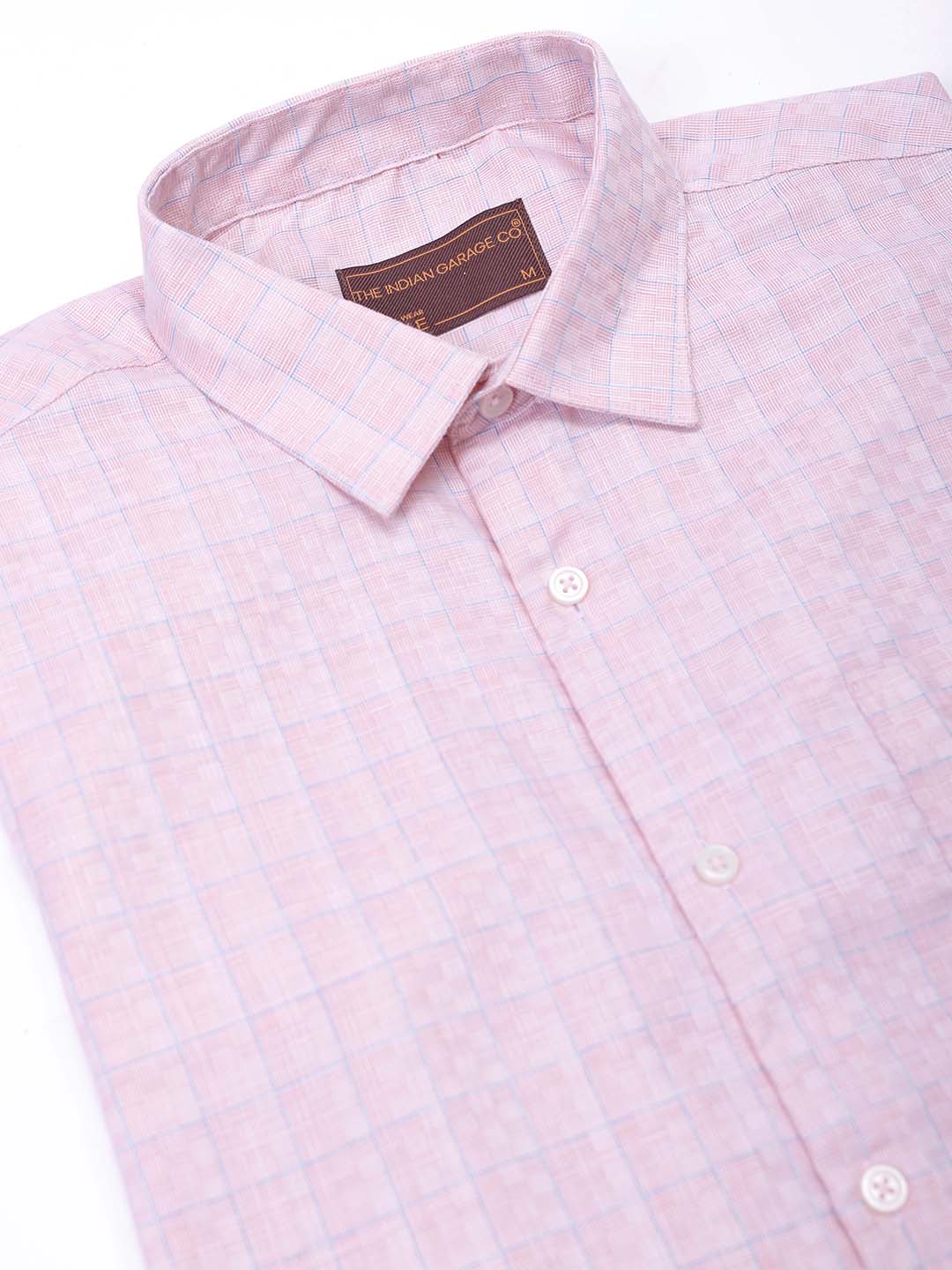 Men's Pink Slim Fit Checked Formal Shirt