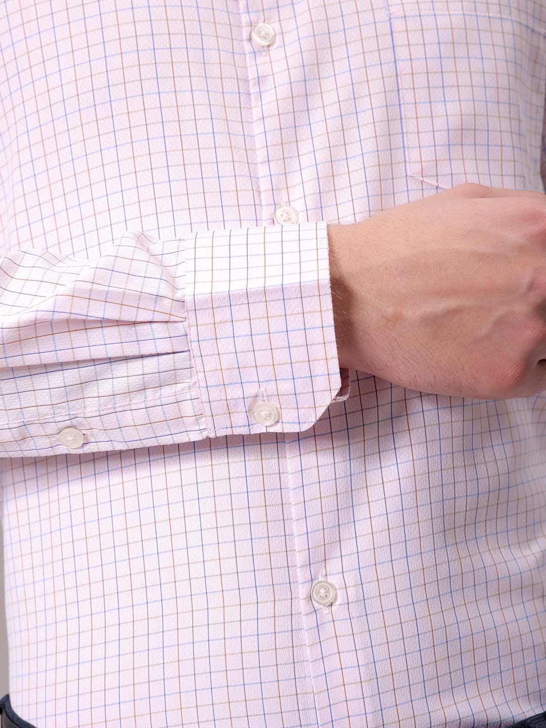 Men's Pink Slim Fit Checked Formal Shirt