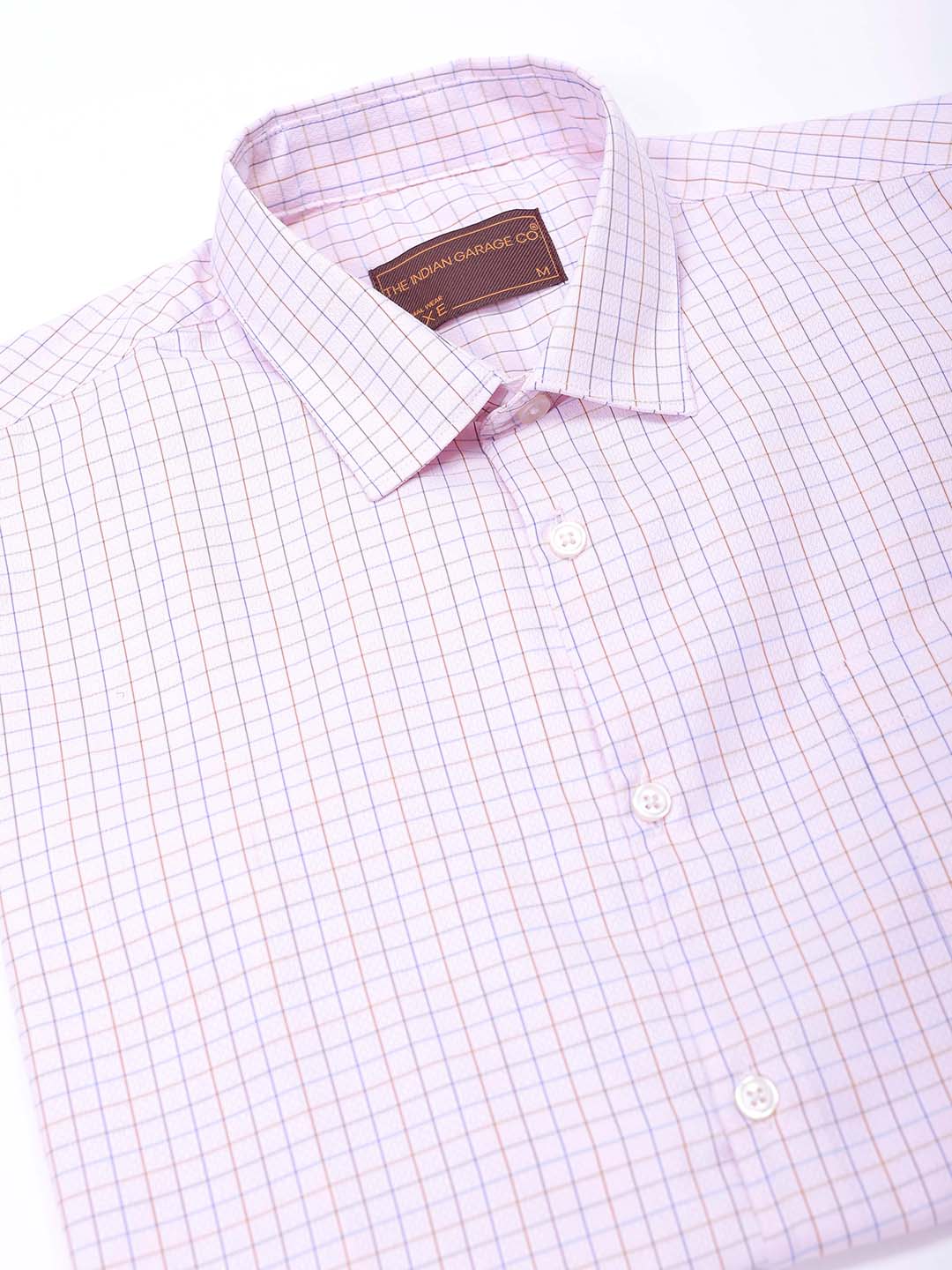 Men's Pink Slim Fit Checked Formal Shirt