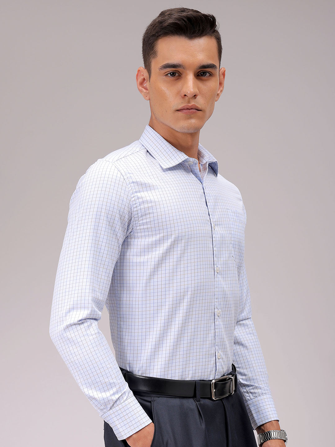 Men's Slim Fit Checked Formal Shirt