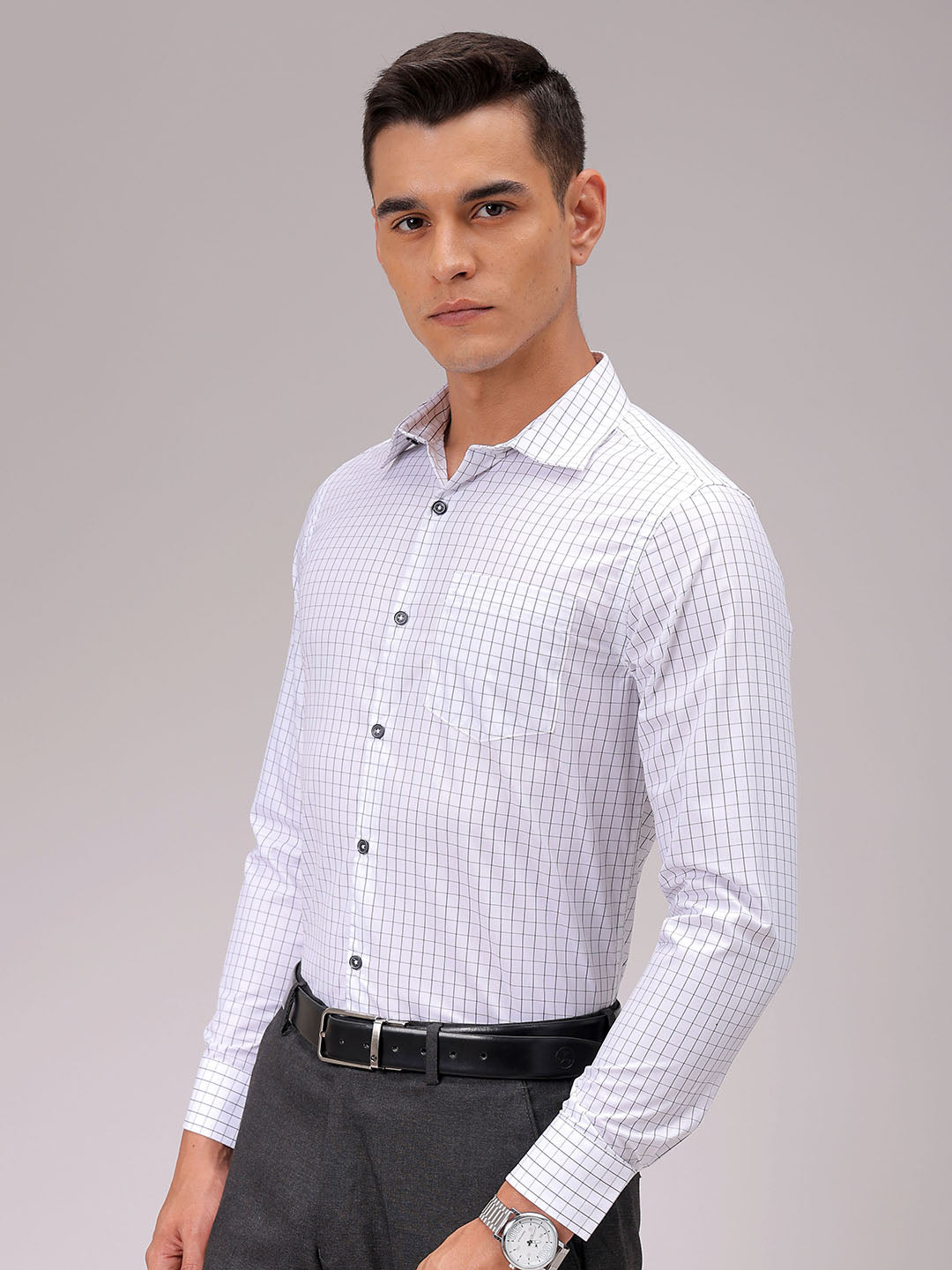 Men's Slim Fit Checked Formal Shirt