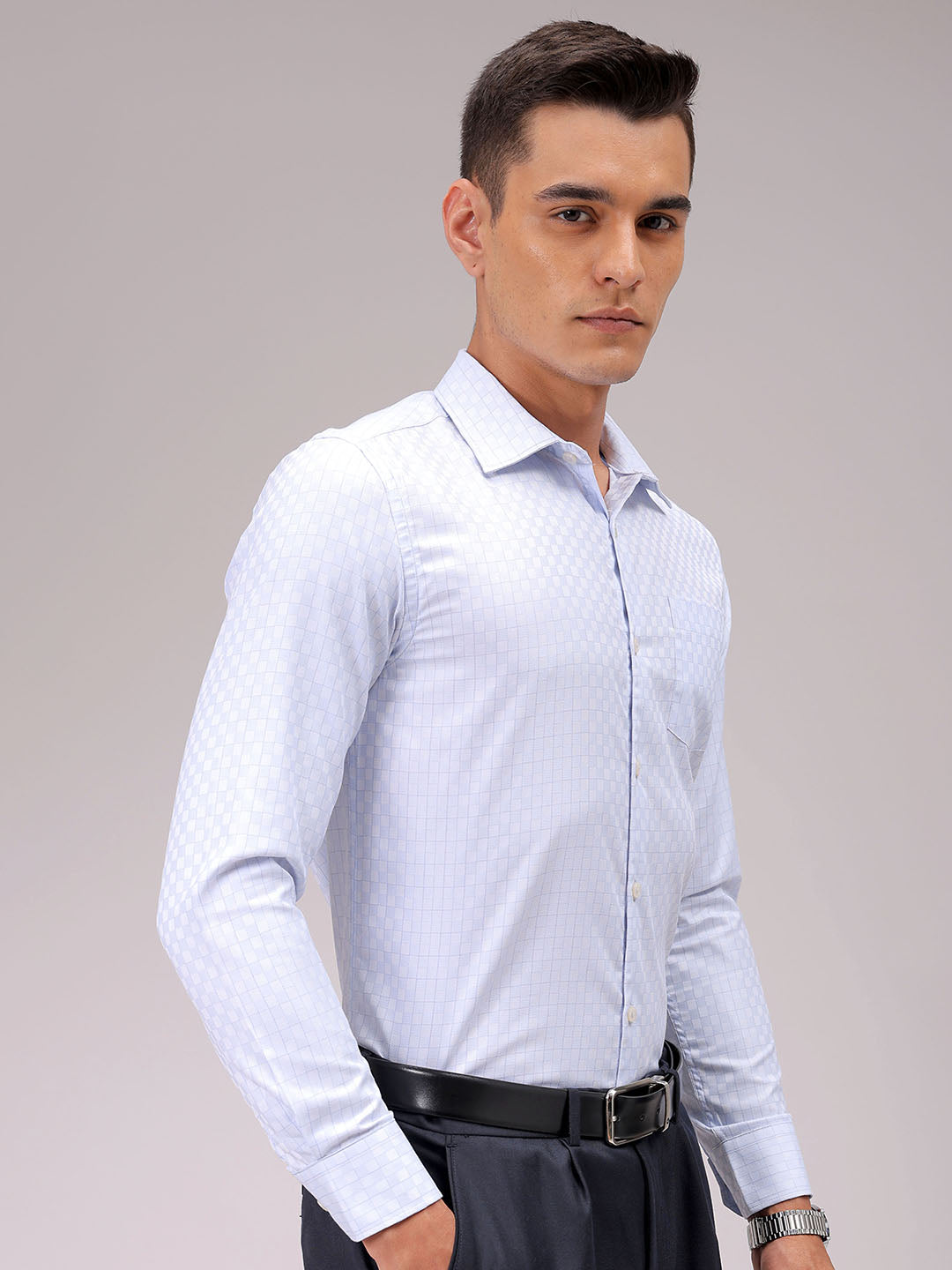 Men's Slim Fit Checked Formal Shirt