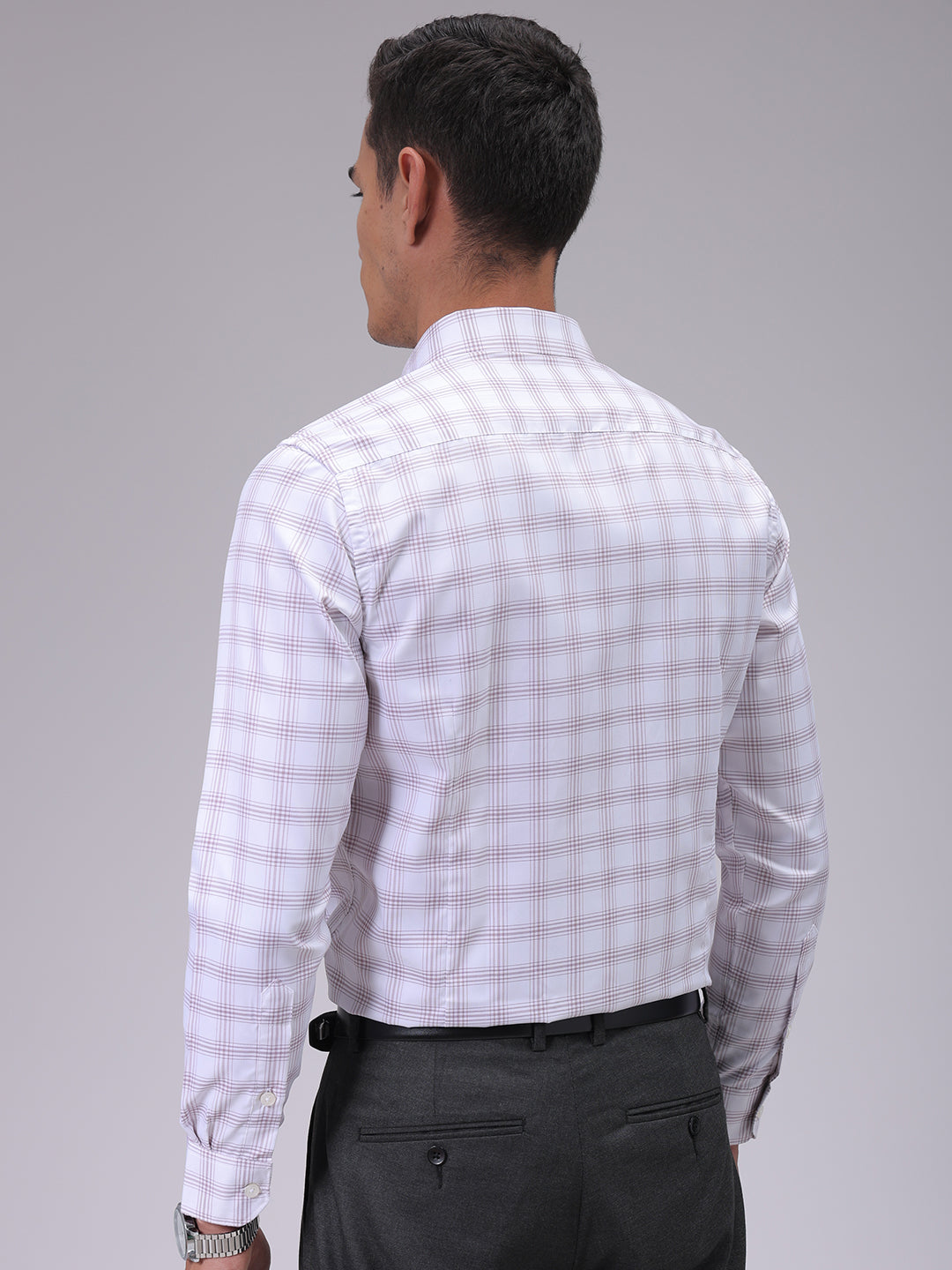 Men's White Slim Fit Striped Formal Shirt