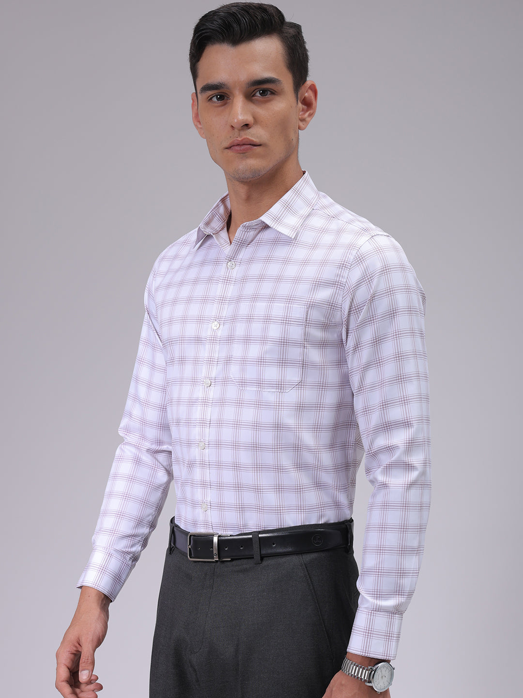 Men's White Slim Fit Striped Formal Shirt