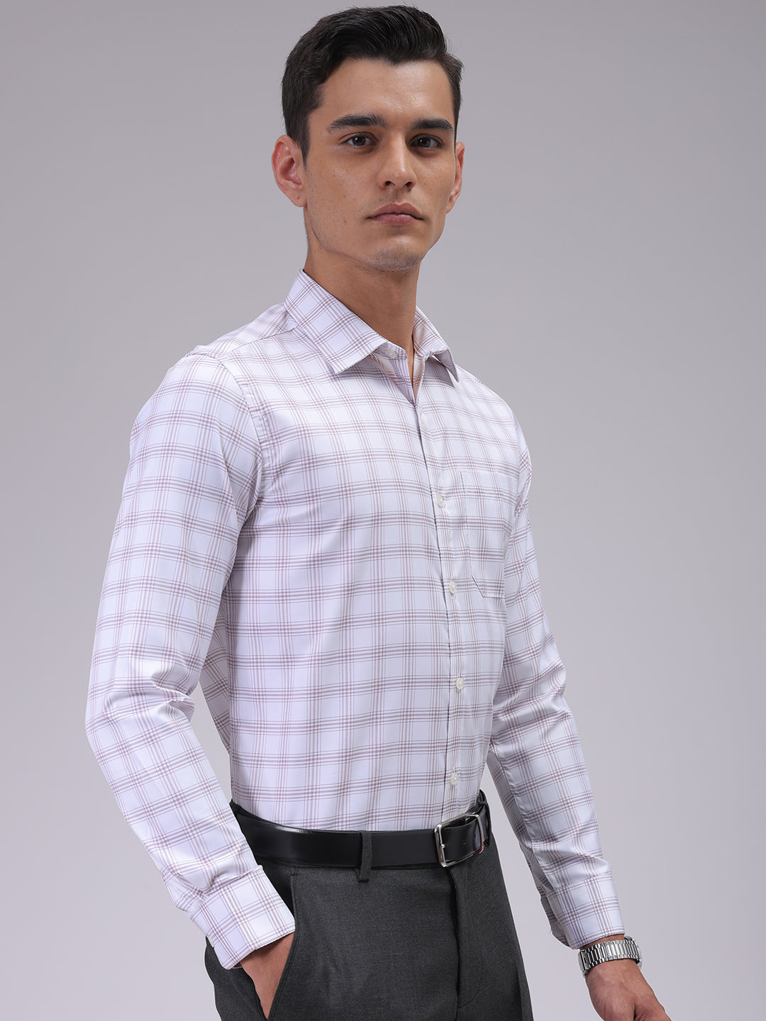 Men's White Slim Fit Striped Formal Shirt