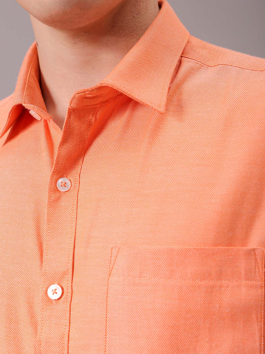 Men's Orange Slim Fit Solid Formal Shirt