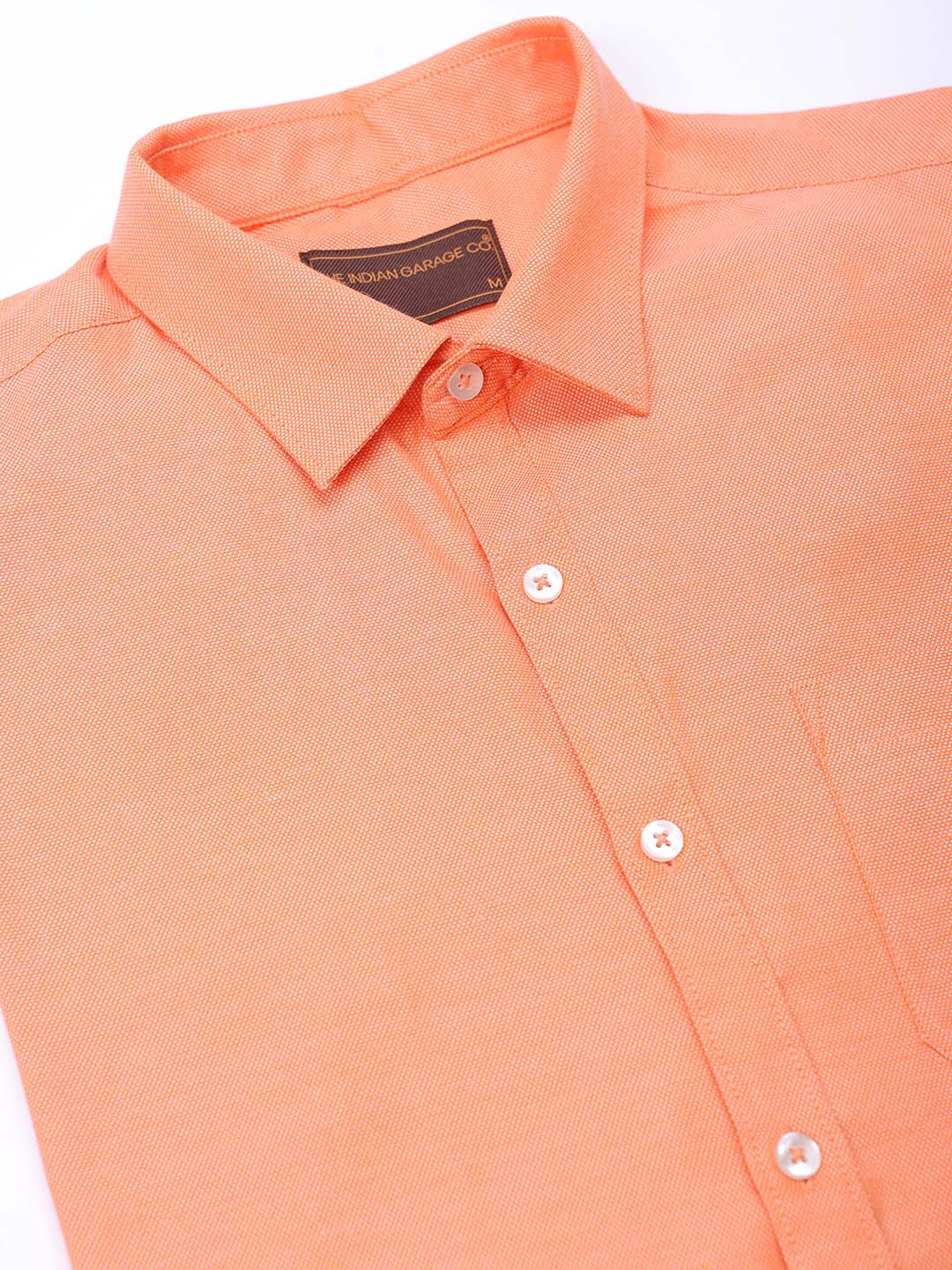 Men's Orange Slim Fit Solid Formal Shirt