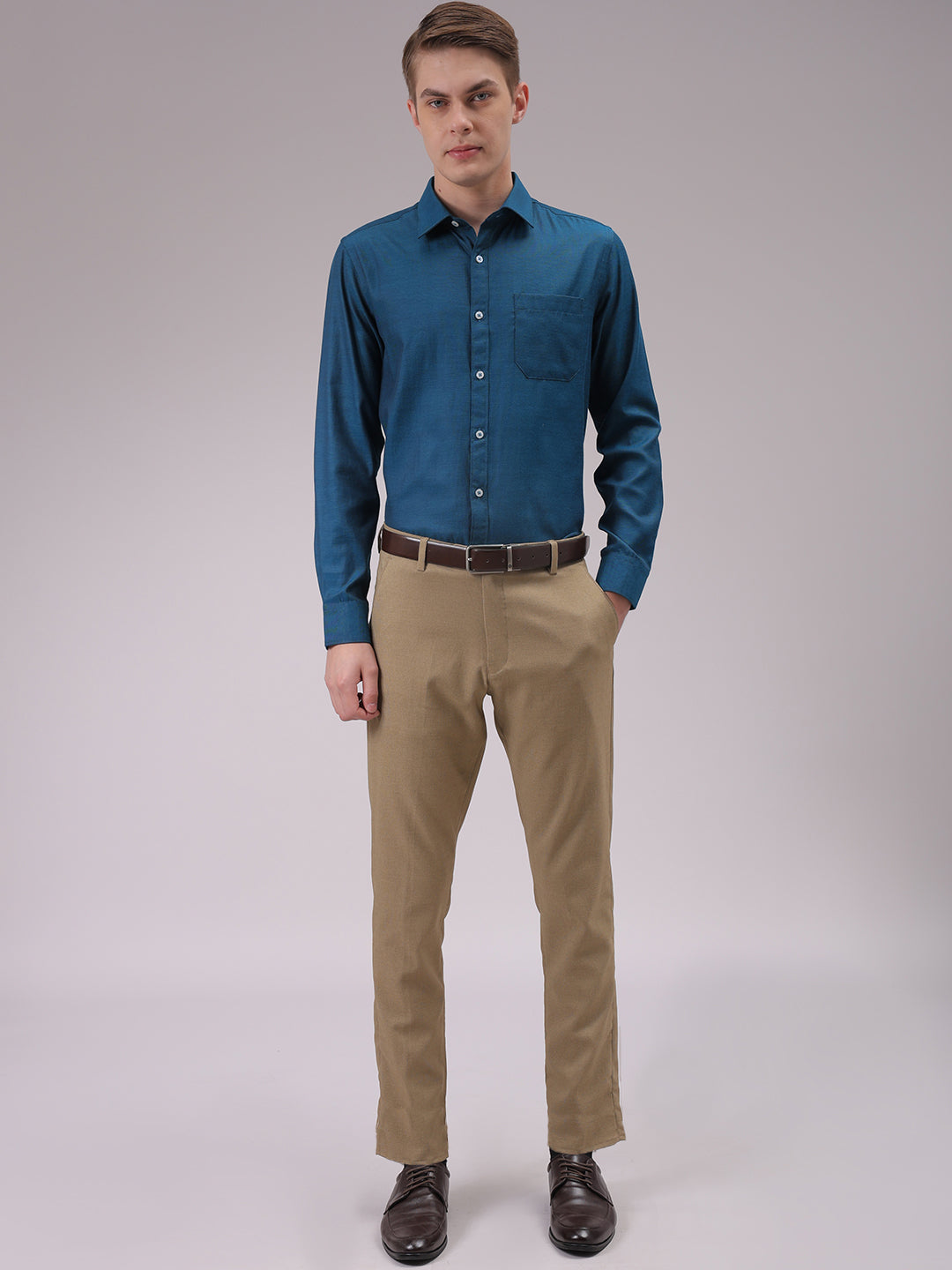 Men's Blue Slim Fit Solid Formal Shirt