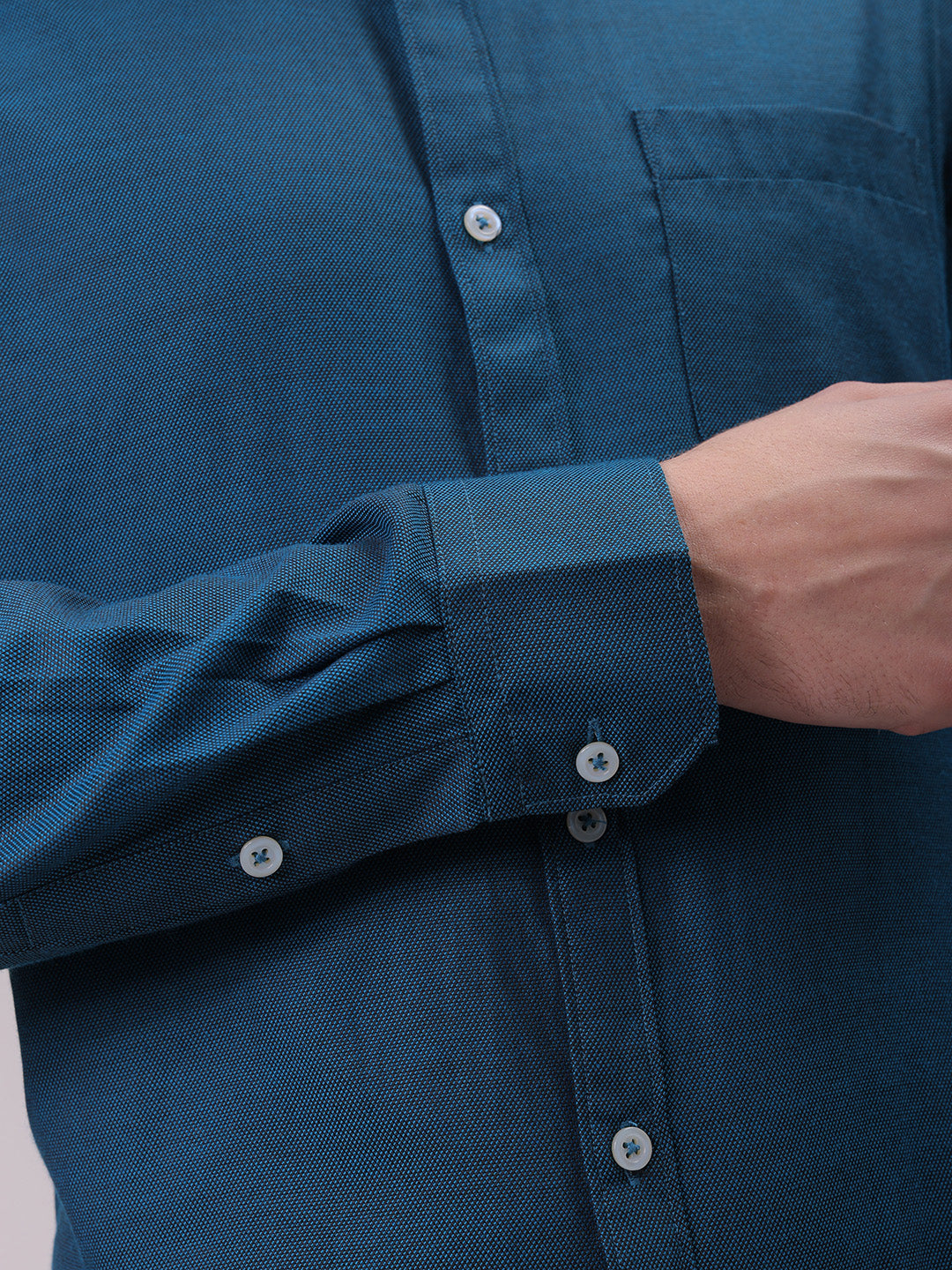 Men's Blue Slim Fit Solid Formal Shirt