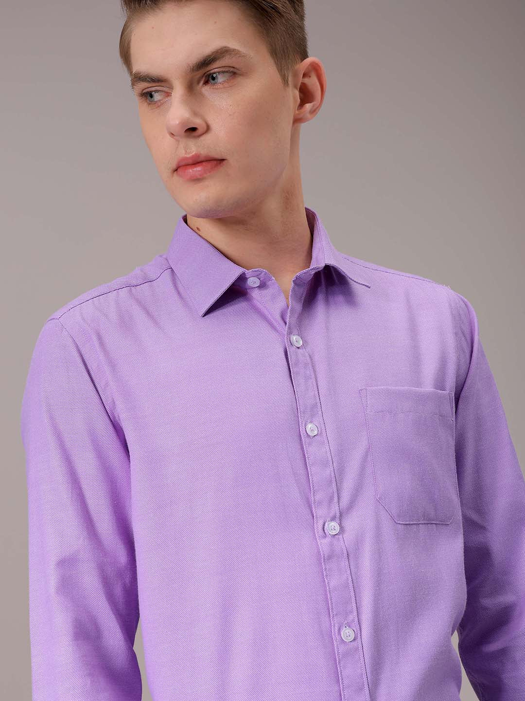 Men's Purple Slim Fit Solid Formal Shirt