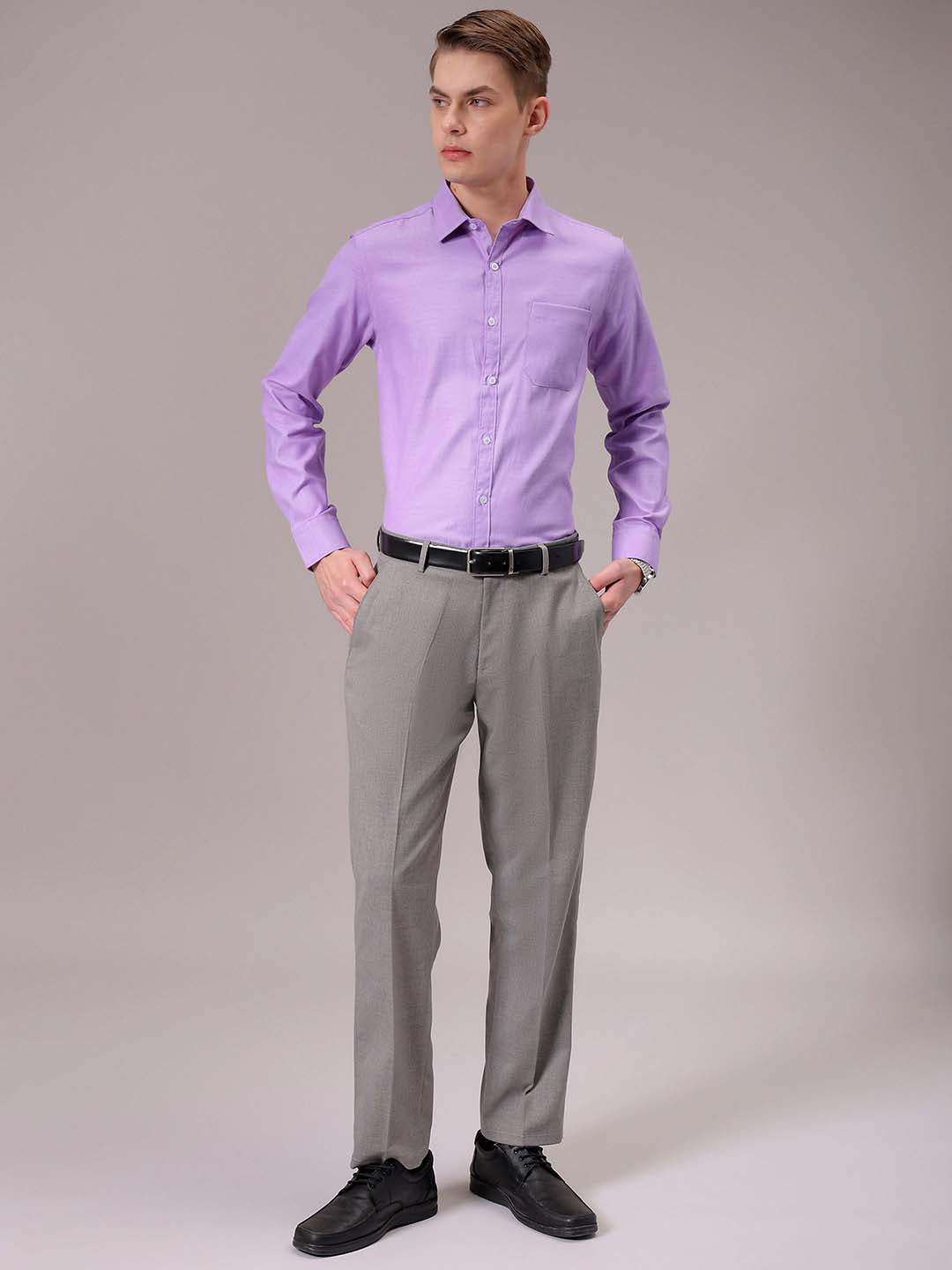 Men's Purple Slim Fit Solid Formal Shirt