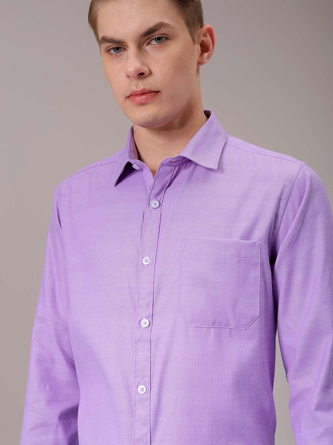 Men's Purple Slim Fit Solid Formal Shirt