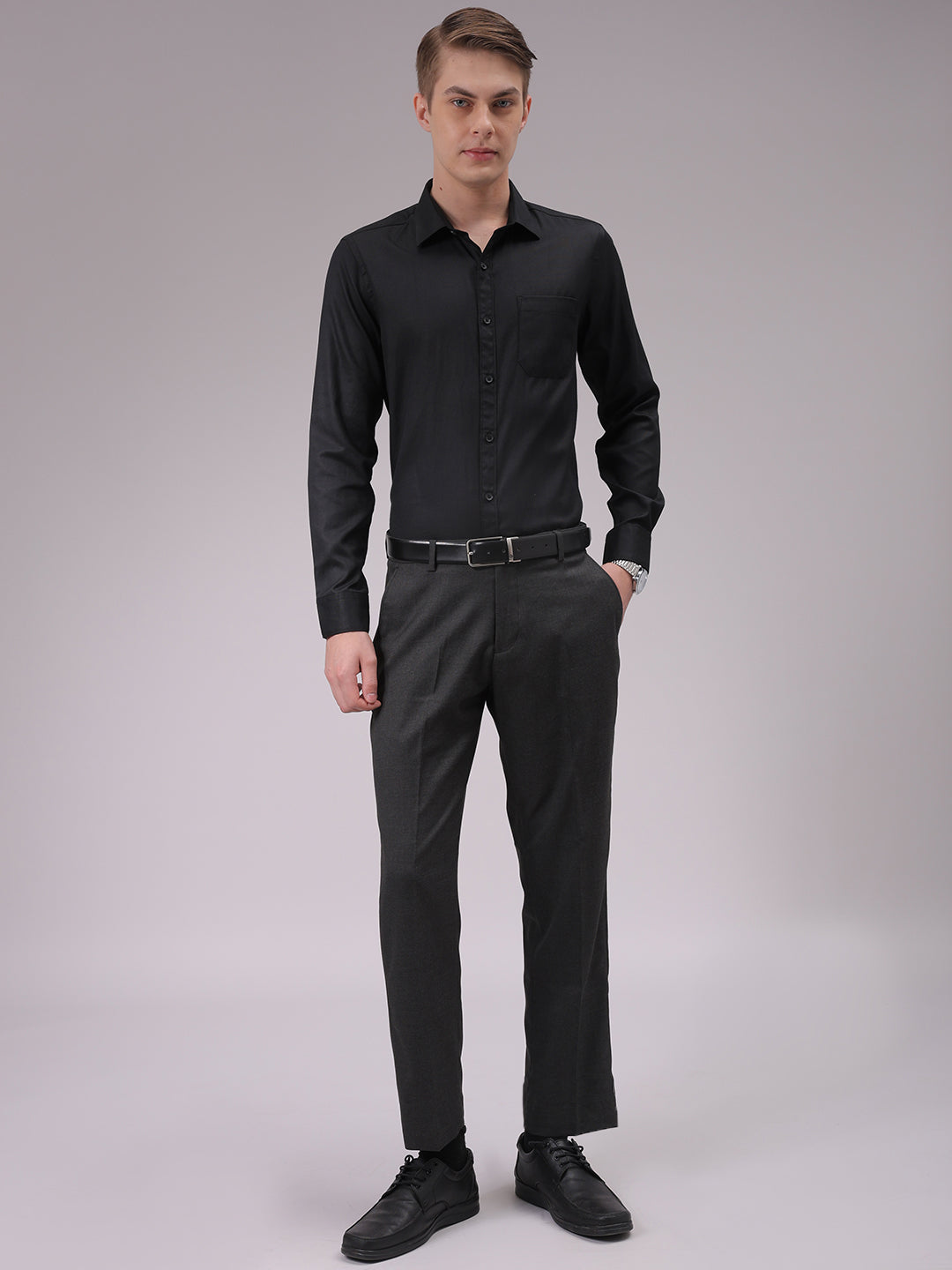 Men's Black Slim Fit Solid Formal Shirt