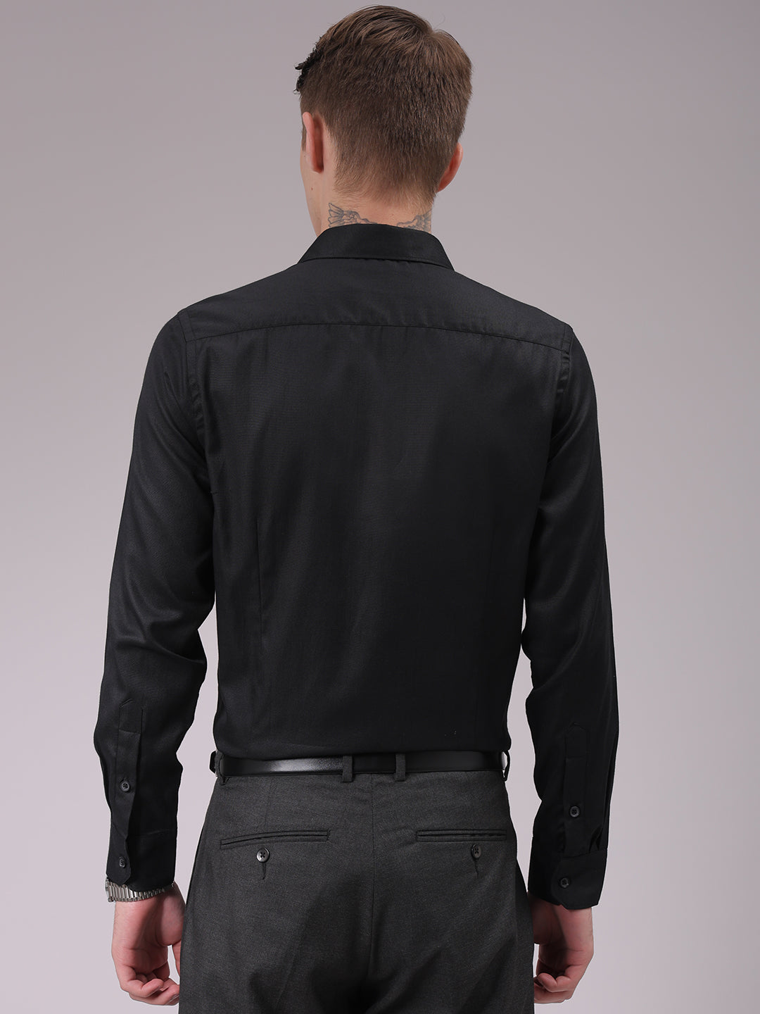 Men's Black Slim Fit Solid Formal Shirt