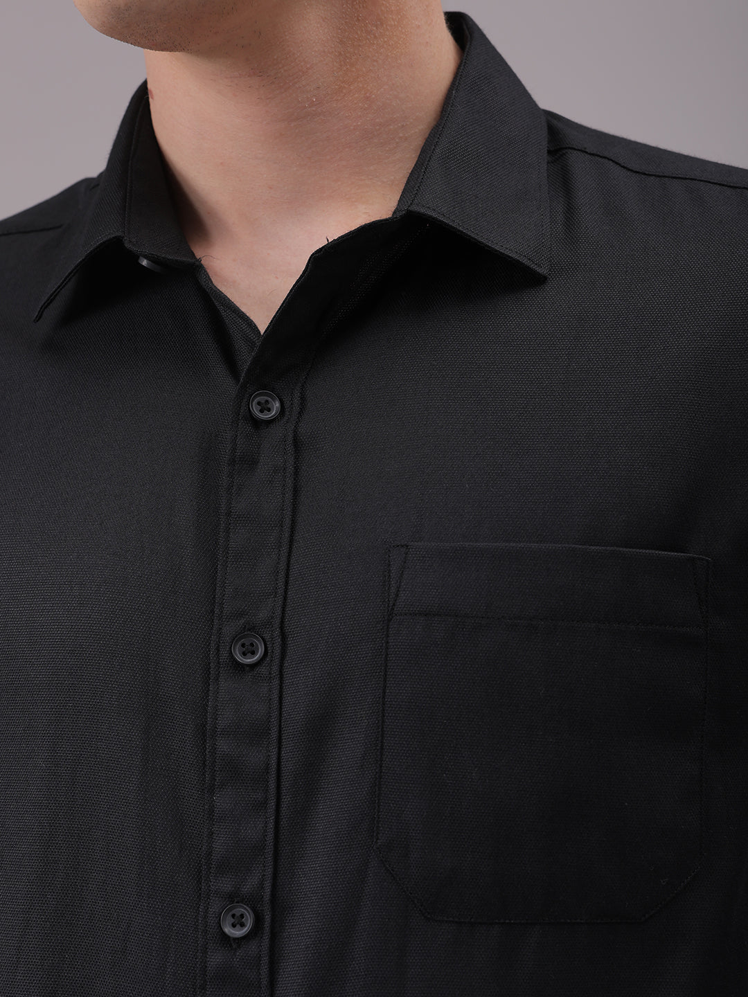 Men's Black Slim Fit Solid Formal Shirt