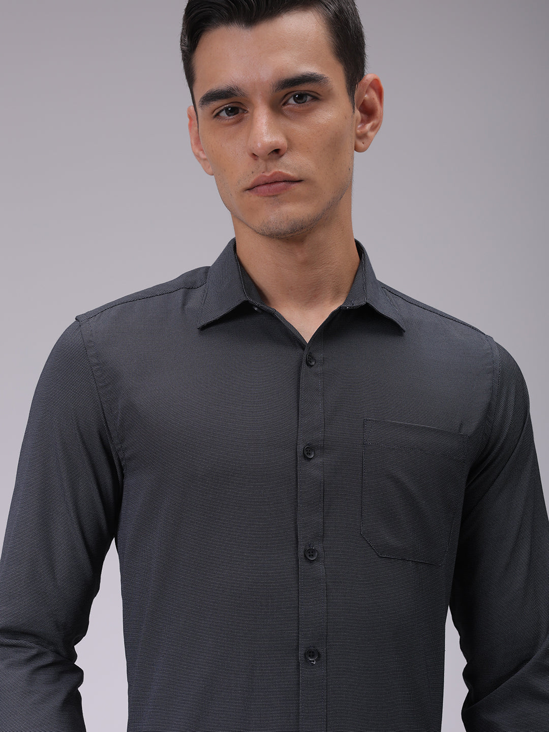 Men's Black Slim Fit Solid Formal Shirt