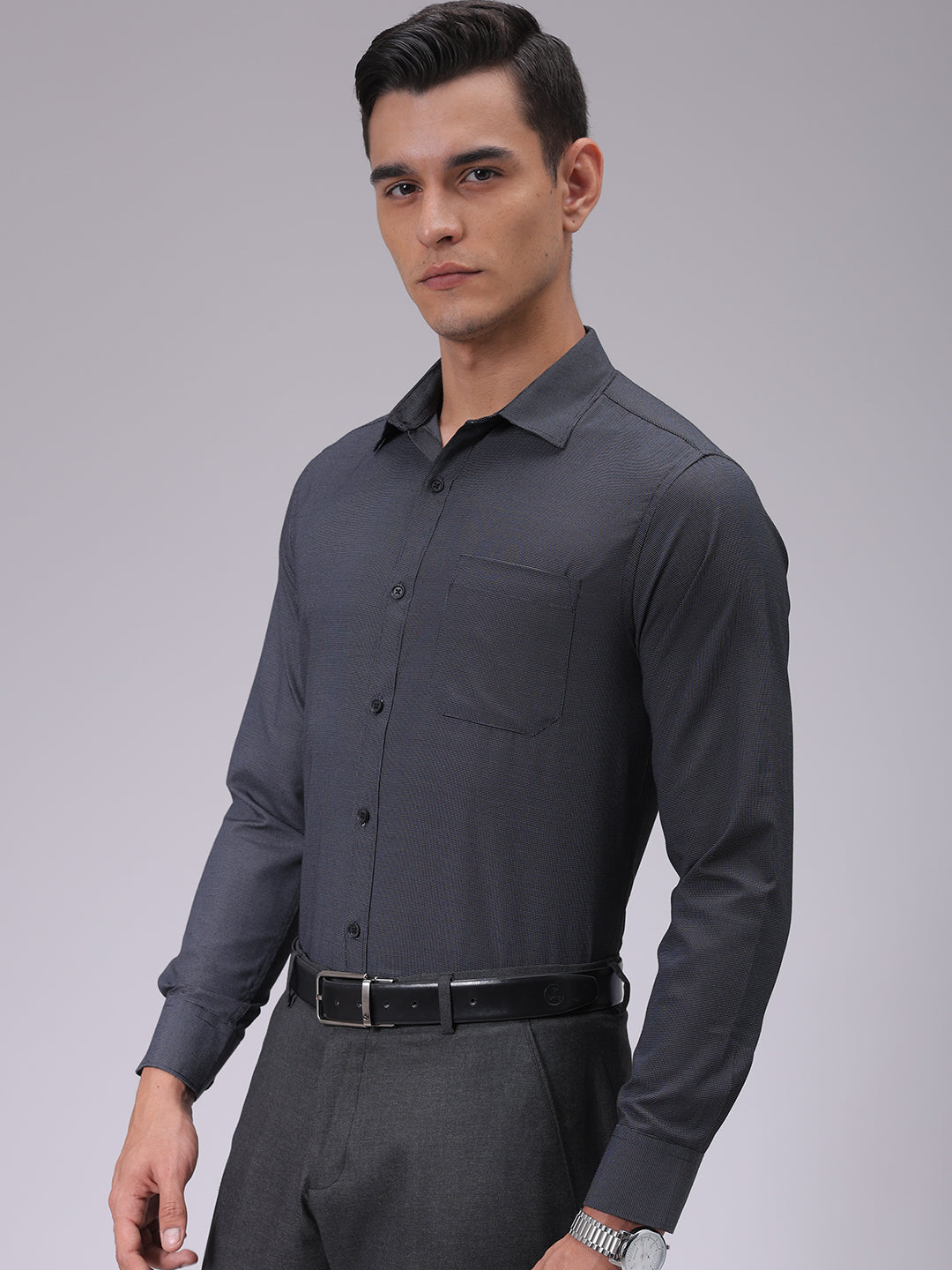 Men's Black Slim Fit Solid Formal Shirt