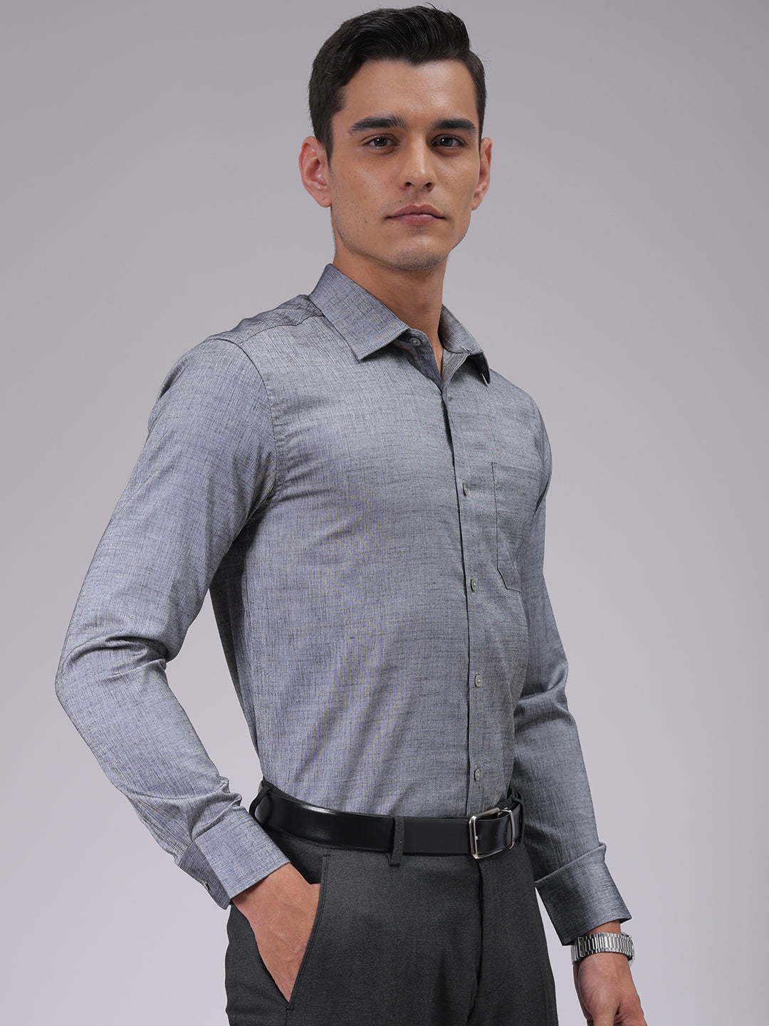 Men's Black Slim Fit Solid Formal Shirt