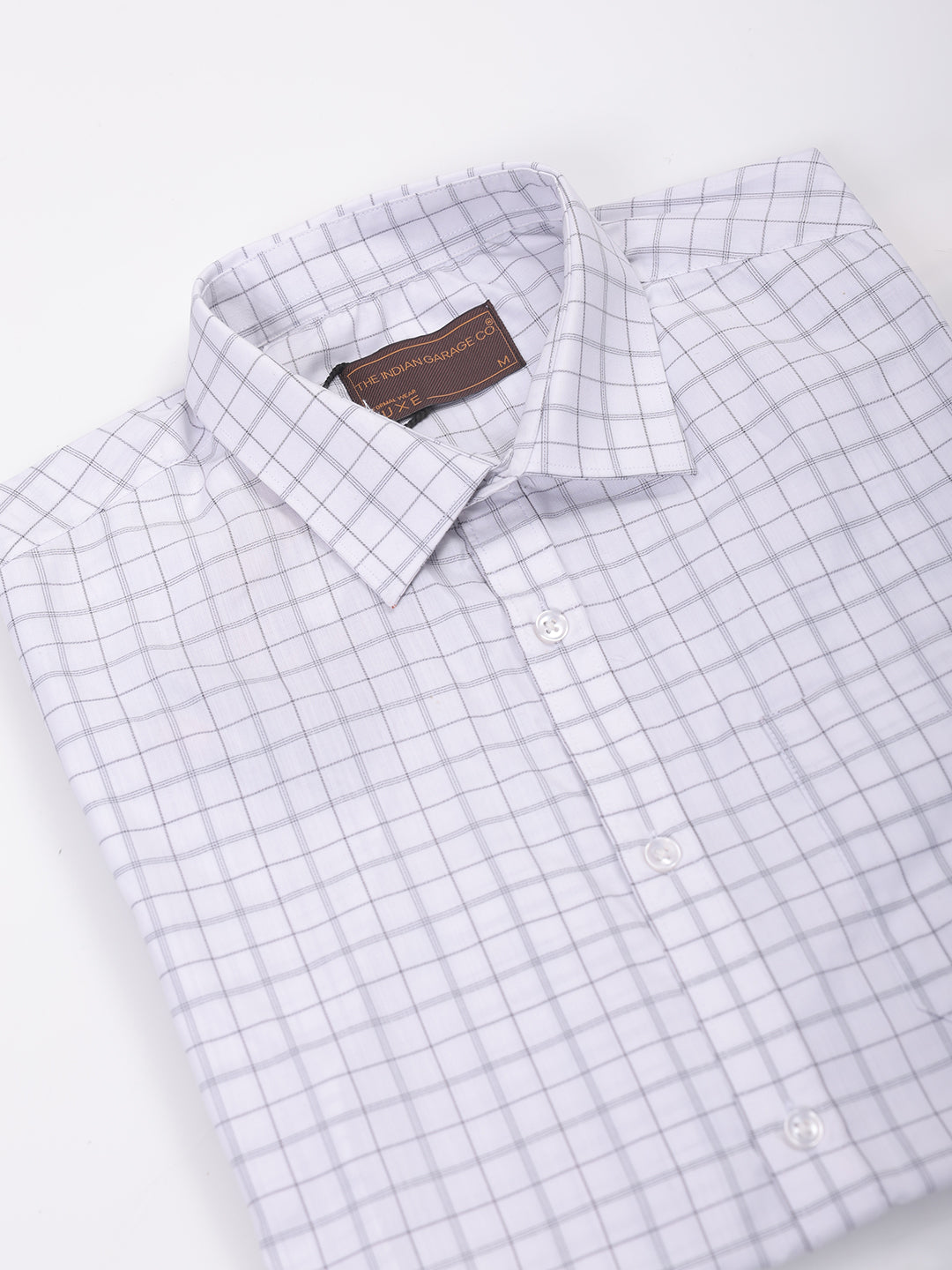 Men's White Slim Fit Checked Formal Shirt