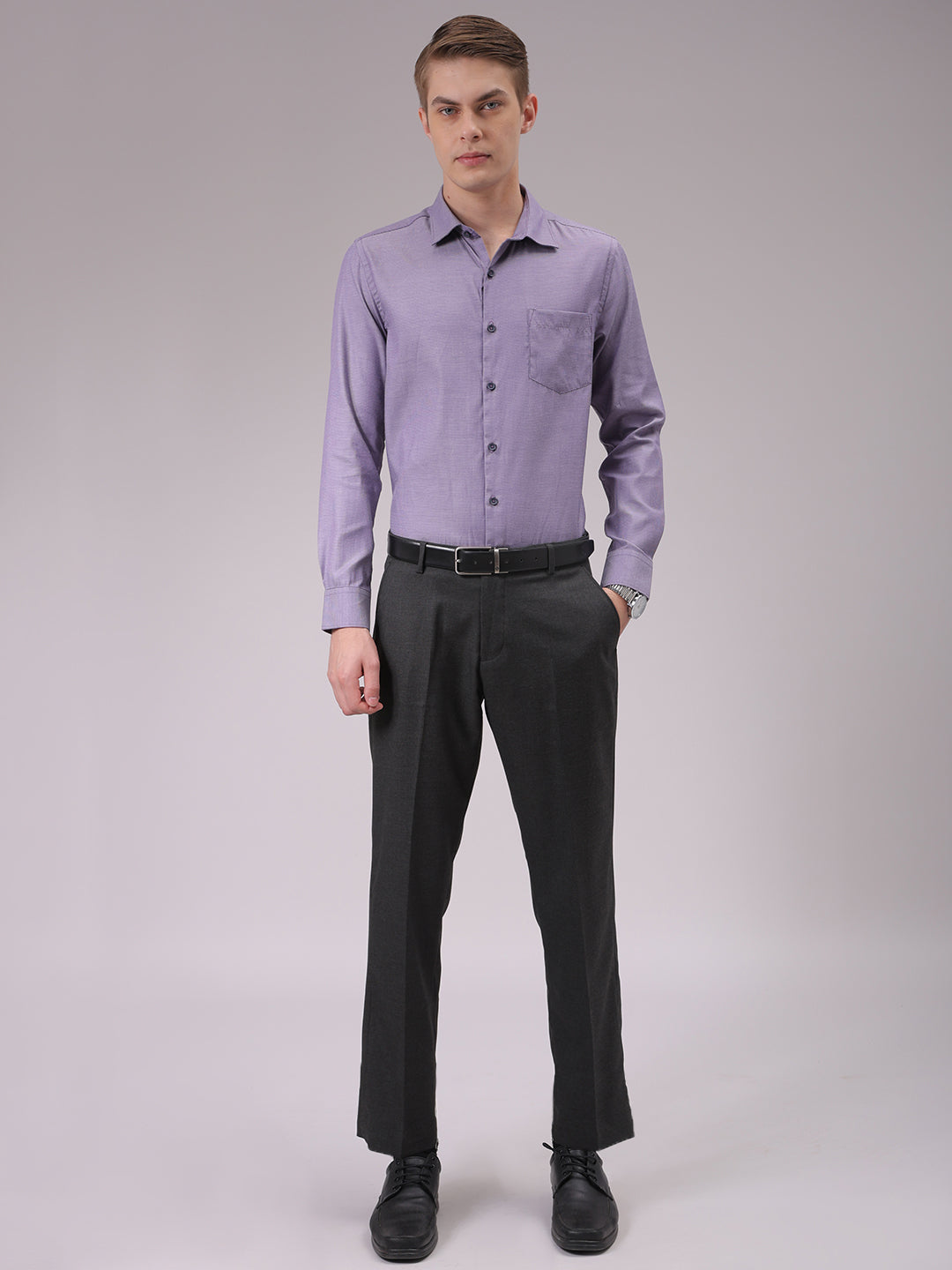 Men's Purple Slim Fit Solid Formal Shirt