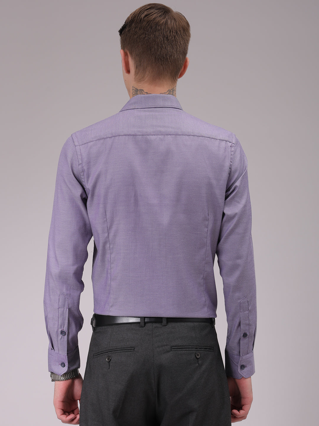 Men's Purple Slim Fit Solid Formal Shirt