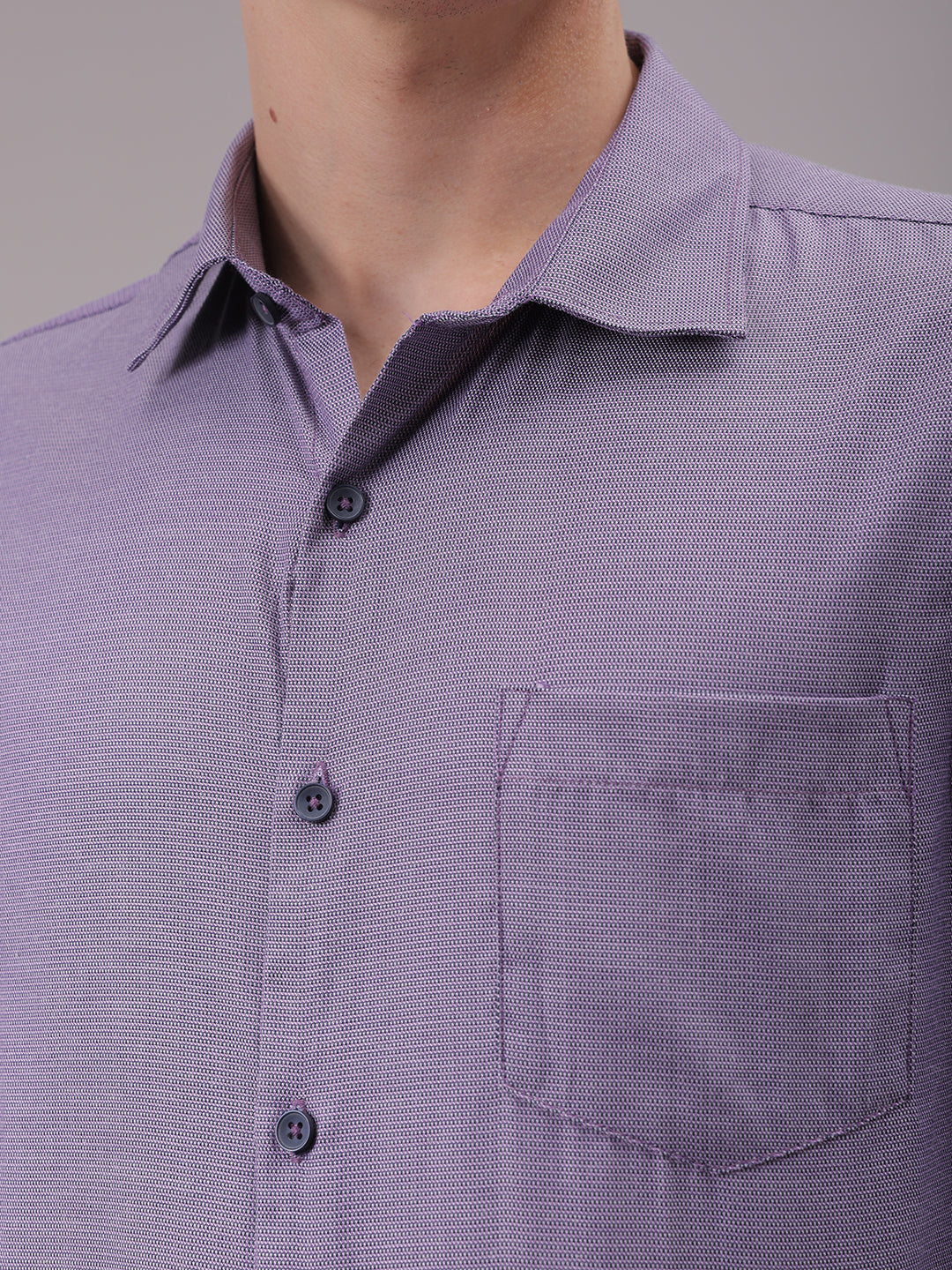 Men's Purple Slim Fit Solid Formal Shirt