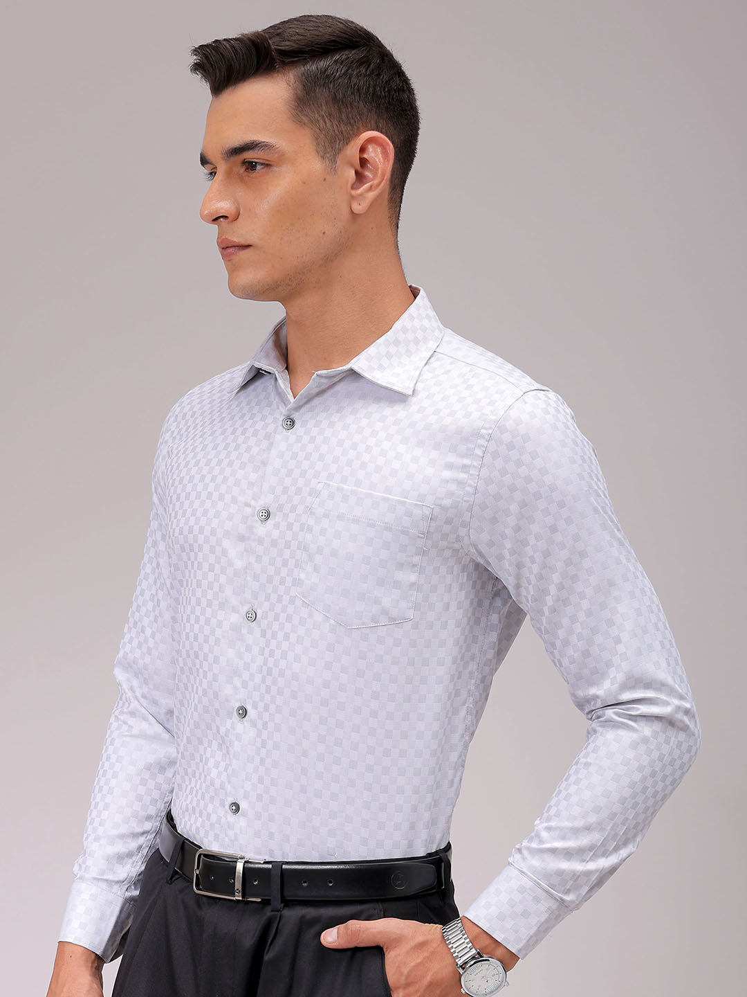 Men's Slim Fit Checked Formal Shirt