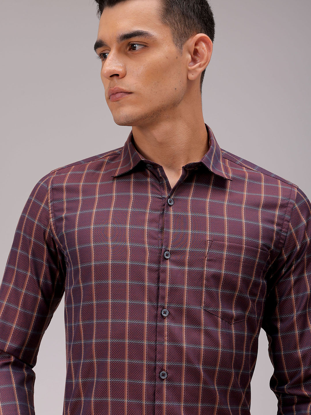 Men's Slim Fit Checked Formal Shirt