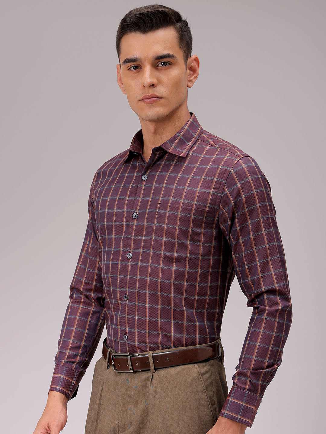 Men's Slim Fit Checked Formal Shirt