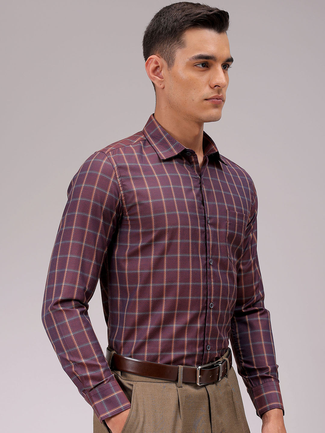 Men's Slim Fit Checked Formal Shirt