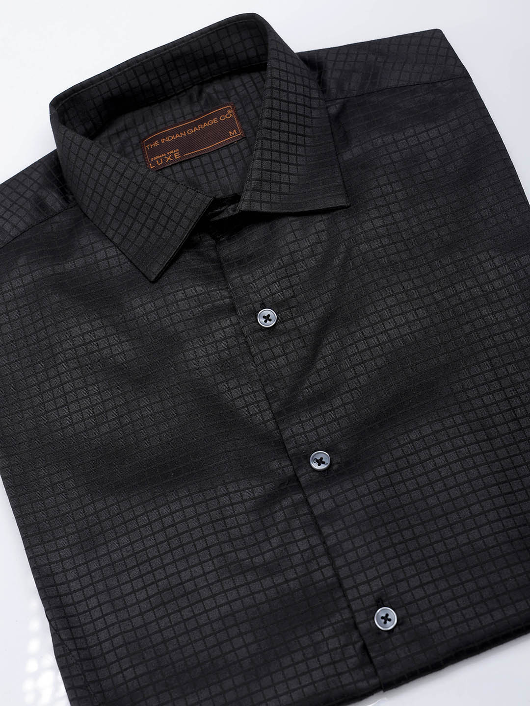 Men's Black Slim Fit Checked Formal Shirt