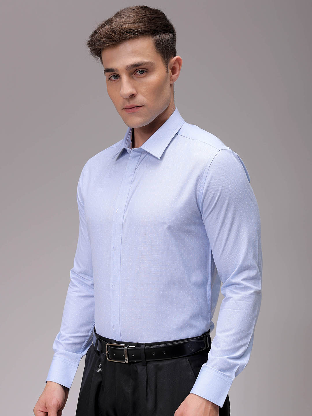 Men's Blue Slim Fit Checked Formal Shirt