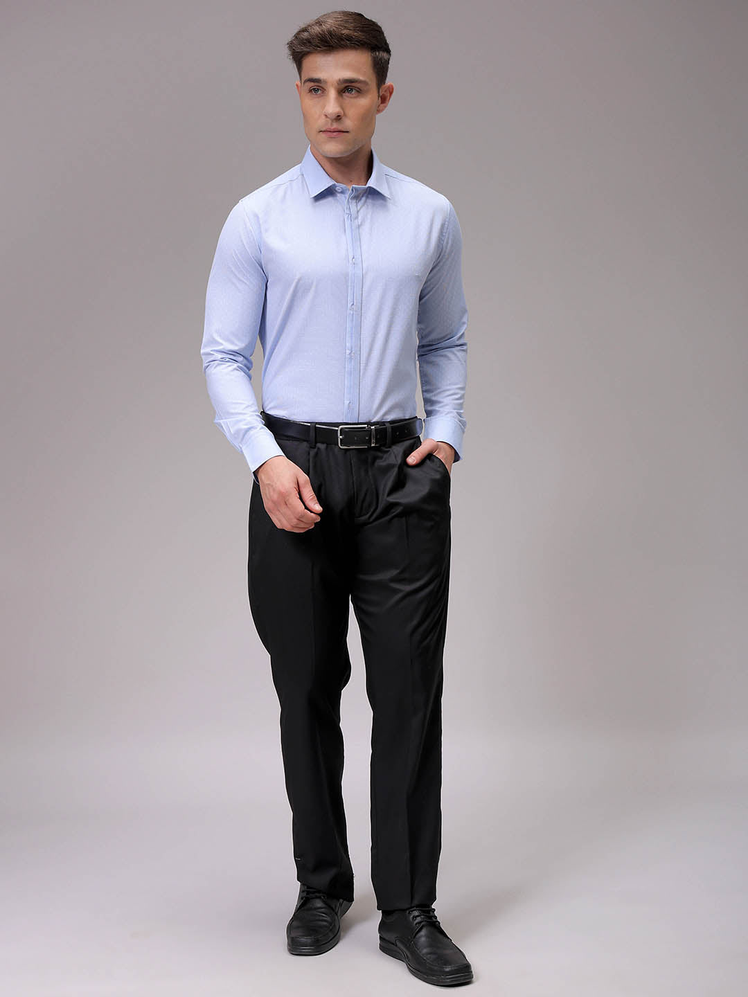 Men's Blue Slim Fit Checked Formal Shirt