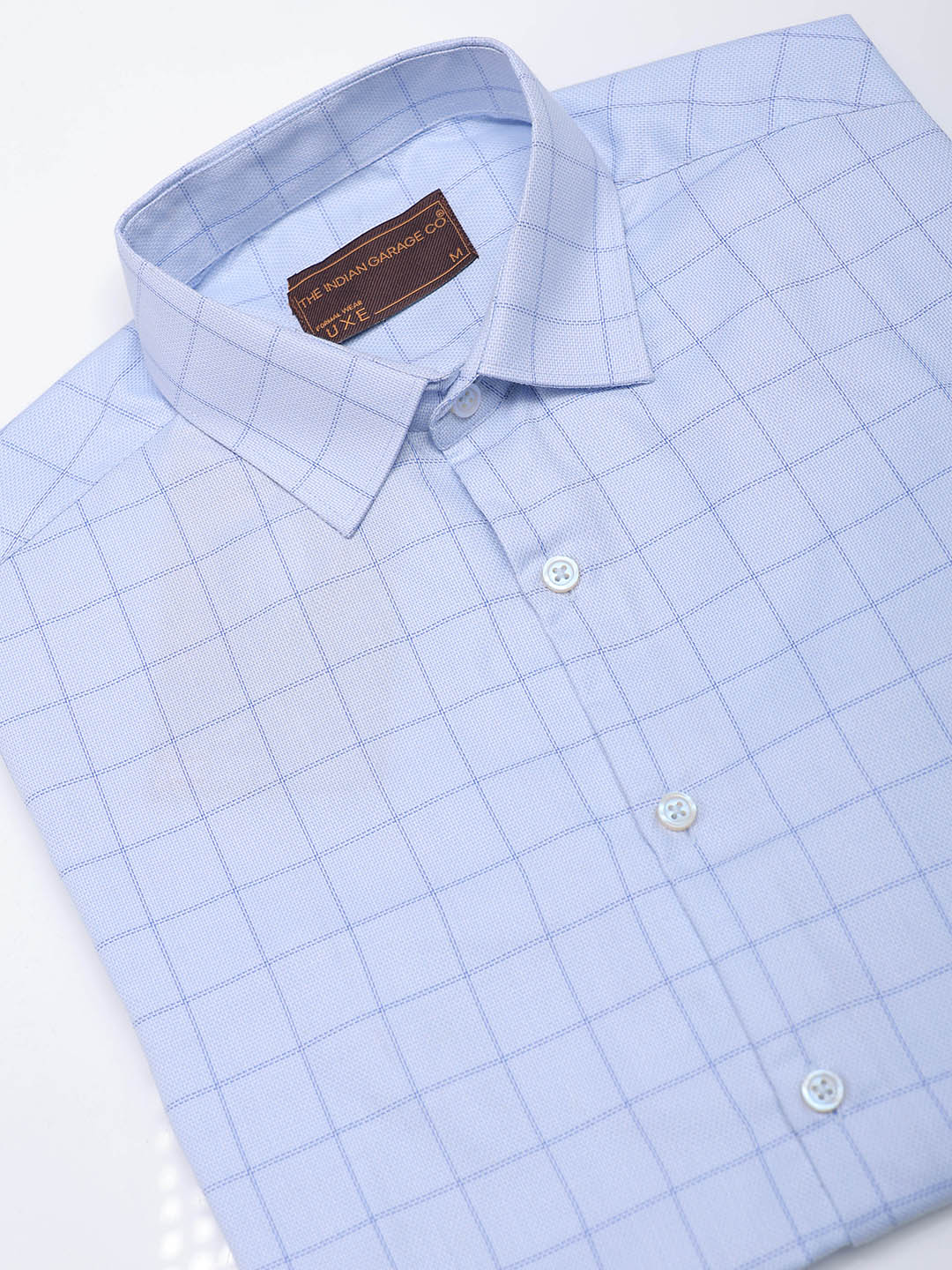 Men's Blue Slim Fit Checked Formal Shirt